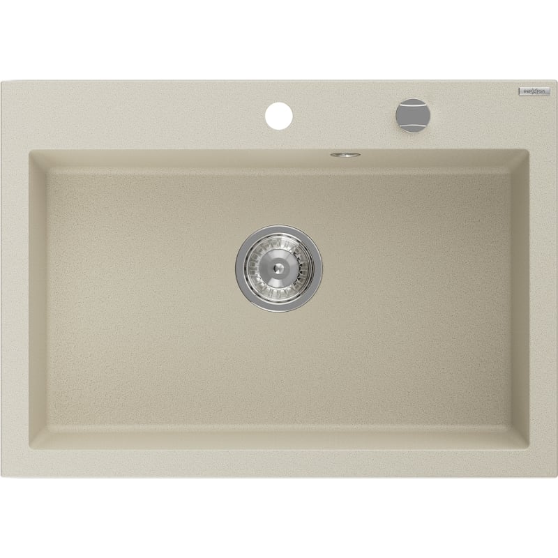 Mexen Elix chiuvetă de bucătărie din granit cu 1 compartiment 700 x 500 mm, bej, sifon crom - 6526701005-69