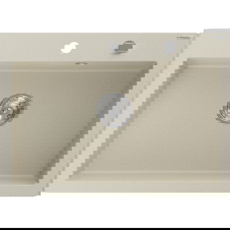 Mexen Elix gránit mosogató 1-medencés 700 x 500 mm, bézs, króm szifon - 6526701005-69