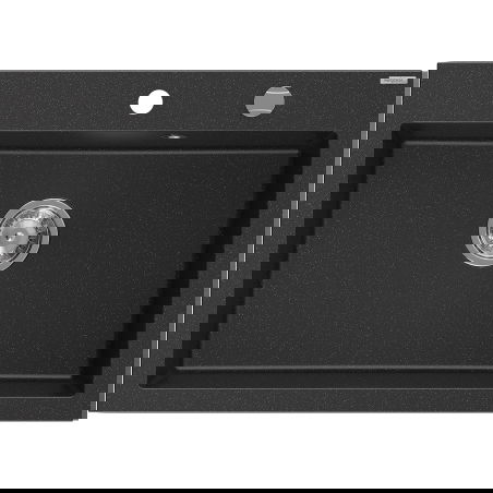 Mexen Elix egymedencés gránit mosogató 700 x 500 mm, fekete/ezüst metál, krómozott szifon - 6526701005-73