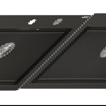 Mexen Elix chiuvetă de bucătărie din granit cu 1 cuvă 700 x 500 mm, negru/auriu metalizat, sifon cromat - 6526701005-75