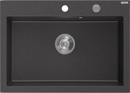 Mexen Elix 1-medencés gránit mosogató 700 x 500 mm, fekete pöttyös, krómozott szifon - 6526701005-76