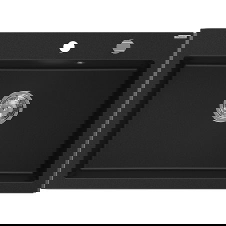 Mexen Elix gránit mosogató 1-medencés 700 x 500 mm, fekete, króm szifon - 6526701005-77