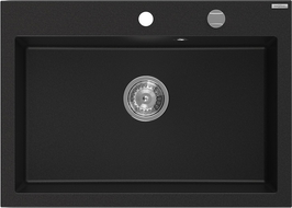 Mexen Elix chiuvetă granit 1-cameră 700 x 500 mm, negru, sifon crom - 6526701005-77