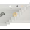 Mexen Elix 1 rekeszes gránit mosogató 700 x 500 mm, fehér, arany szifon - 6526701005-20-G