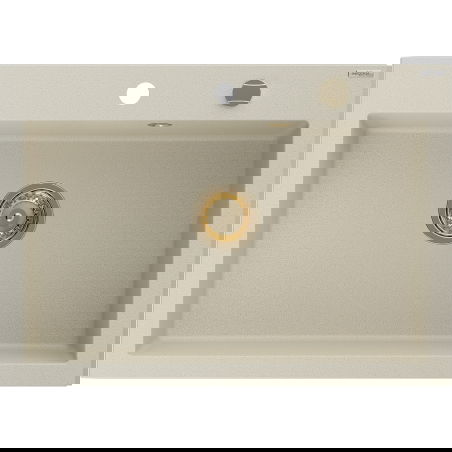Mexen Elix chiuvetă de bucătărie din granit, 1 compartiment, 700 x 500 mm, bej, sifon auriu - 6526701005-69-G