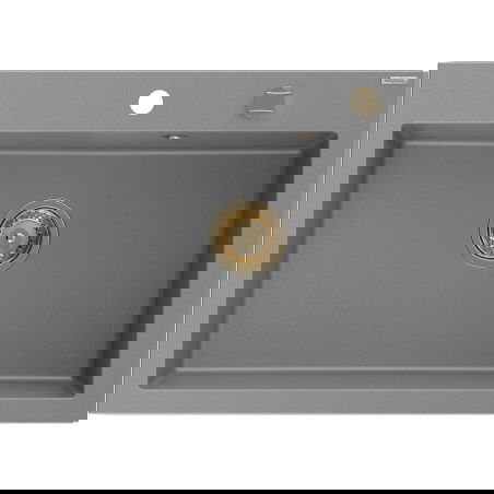 Mexen Elix chiuvetă de bucătărie din granit, cu 1 compartiment, 700 x 500 mm, gri, sifon auriu - 6526701005-71-G