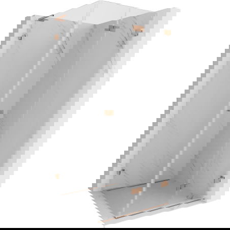 Mexen Lunar-F L összecsukható zuhanykabin, jobb, 100 x 100 cm, átlátszó, kefélt réz - 836L-100-100-65-00-P