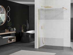 Mexen Kioto perete de duș Walk-in 130 x 200 cm, transparent/înghețat 8 mm, auriu - 800-130-101-50-35