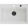 Mexen Elix chiuvetă de bucătărie din granit cu 1 compartiment 700 x 500 mm, alb, sifon negru - 6526701005-20-B