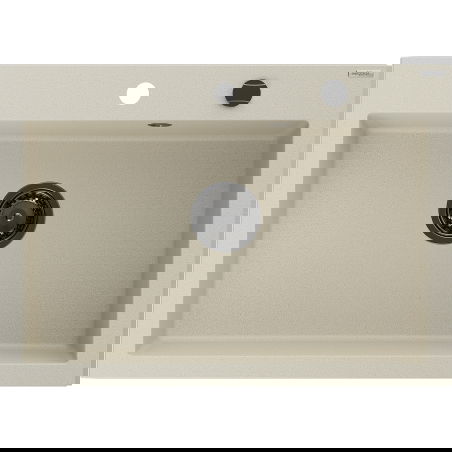 Mexen Elix 1-kamrás gránit mosogatótálca 700 x 500 mm, bézs, fekete szifon - 6526701005-69-B