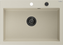 Mexen Elix 1-medencés gránit mosogató 700 x 500 mm, bézs, fekete szifon - 6526701005-69-B