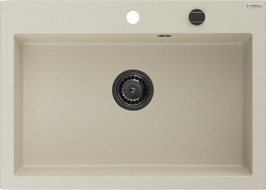 Mexen Elix chiuvetă de bucătărie din granit, 1 compartiment, 700 x 500 mm, bej, sifon negru - 6526701005-69-B