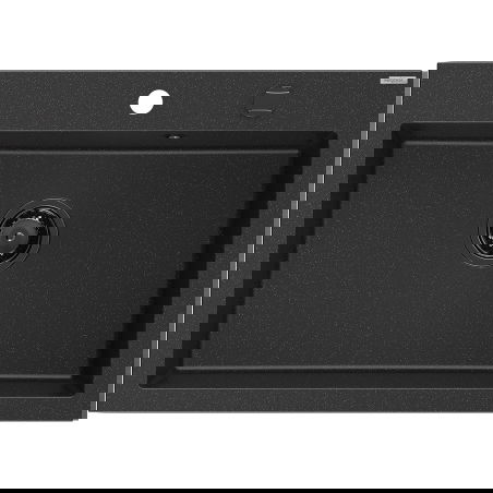Mexen Elix chiuvetă de bucătărie din granit cu 1 cuvă 700 x 500 mm, negru/argintiu metalizat, sifon negru - 6526701005-73-B