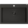 Mexen Elix chiuvetă de bucătărie din granit cu 1 compartiment 700 x 500 mm, negru/auriu metalizat, sifon negru - 6526701005-75-B