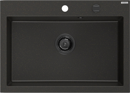 Mexen Elix chiuvetă granit 1-camerală 700 x 500 mm, negru/auriu metalic, sifon negru - 6526701005-75-B