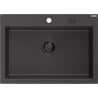 Mexen Elix chiuvetă de granit cu 1 compartiment 700 x 500 mm, negru cu pete, sifon negru - 6526701005-76-B