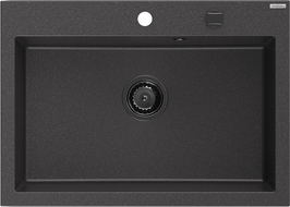 Mexen Elix 1-kamrás gránit mosogató 700 x 500 mm, fekete pöttyös, fekete szifon - 6526701005-76-B