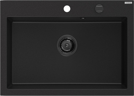 Mexen Elix chiuvetă de bucătărie din granit cu 1 cuvă 700 x 500 mm, negru, sifon negru - 6526701005-77-B