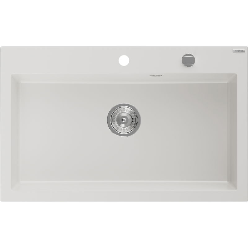 Mexen Elix chiuvetă de bucătărie din granit 1-cameră 800 x 500 mm, alb, sifon crom - 6527801005-20
