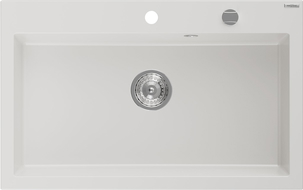 Mexen Elix chiuvetă de bucătărie din granit 1-cameră 800 x 500 mm, alb, sifon crom - 6527801005-20