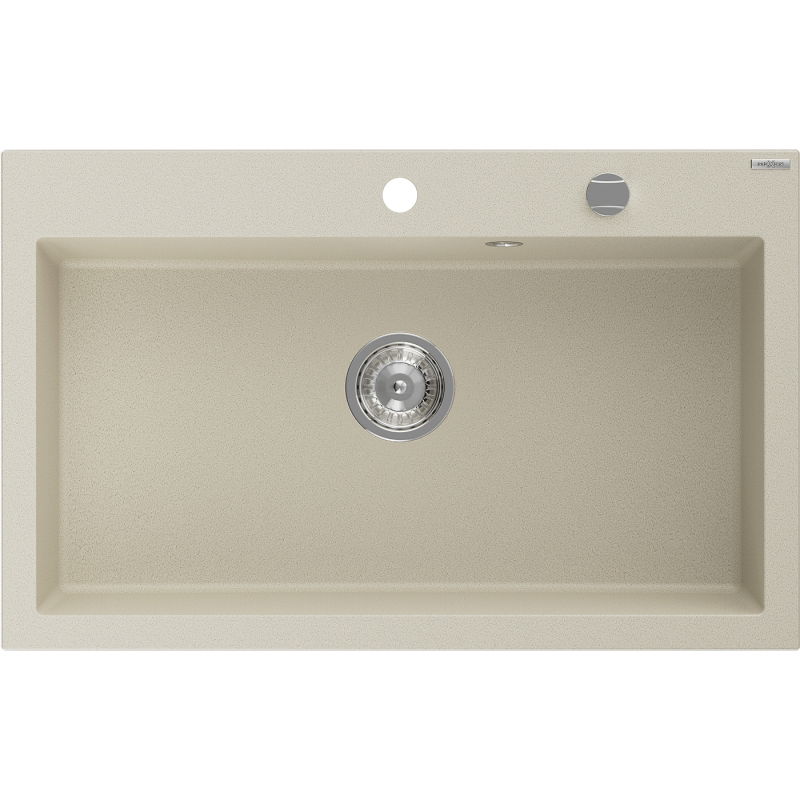 Mexen Elix chiuvetă de granit cu 1 cuvă 800 x 500 mm, bej, sifon crom - 6527801005-69