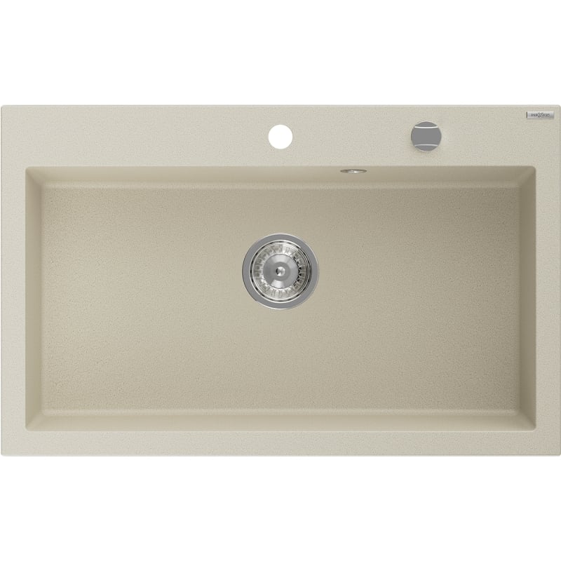 Mexen Elix gránit mosogató egykamrás 800 x 500 mm, bézs, króm szifon - 6527801005-69
