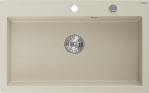 Mexen Elix chiuvetă de bucătărie din granit cu 1 compartiment 800 x 500 mm, bej, sifon cromat - 6527801005-69