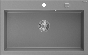 Mexen Elix gránit mosogató 1-medencés 800 x 500 mm, szürke, króm szifon - 6527801005-71
