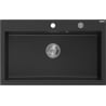 Mexen Elix chiuvetă de bucătărie din granit cu 1 cameră 800 x 500 mm, negru/argintiu metalizat, sifon crom - 6527801005-73