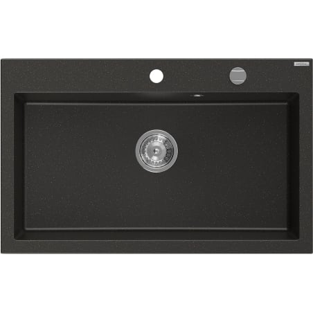 Mexen Elix chiuvetă de bucătărie din granit cu 1 compartiment 800 x 500 mm, negru/auriu metalic, sifon crom - 6527801005-75