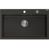 Mexen Elix chiuvetă de granit, cu o cuvă, 800 x 500 mm, negru/auriu metalic, sifon cromat - 6527801005-75