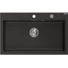 Mexen Elix gránit mosogató 1-medencés 800 x 500 mm, fekete/arany metál, króm szifon - 6527801005-75