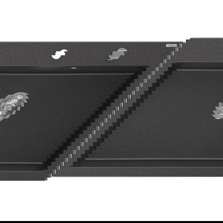 Mexen Elix gránit mosogató, 1 medencés, 800 x 500 mm, fekete foltos, króm szifon - 6527801005-76