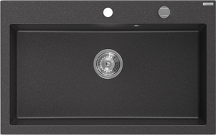 Mexen Elix chiuvetă granit 1-cuptor 800 x 500 mm, negru pătat, sifon crom - 6527801005-76