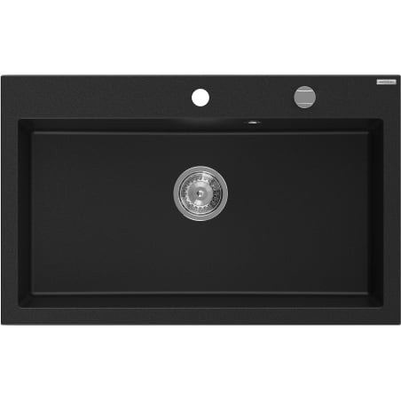 Mexen Elix gránit mosogató 1-medencés 800 x 500 mm, fekete, króm szifon - 6527801005-77