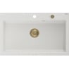 Mexen Elix 1-kamrás gránit mosogató 800 x 500 mm, fehér, arany szifonnal - 6527801005-20-G