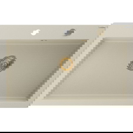 Mexen Elix chiuvetă de bucătărie din granit cu 1 compartiment 800 x 500 mm, bej, sifon auriu - 6527801005-69-G