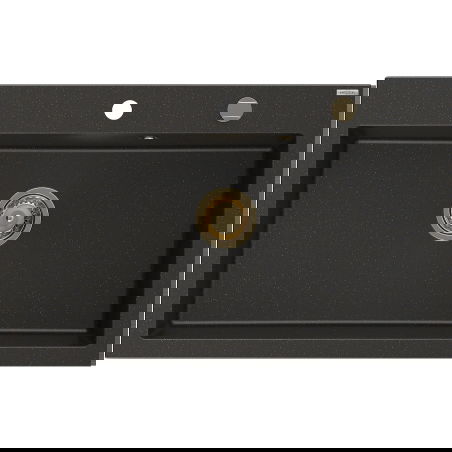 Mexen Elix chiuvetă din granit cu 1 compartiment 800 x 500 mm, negru/auriu metalic, sifon auriu - 6527801005-75-G