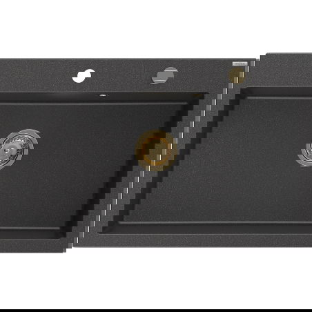 Mexen Elix gránit mosogató egykamrás 800 x 500 mm, fekete, arany szifonnal - 6527801005-76-G