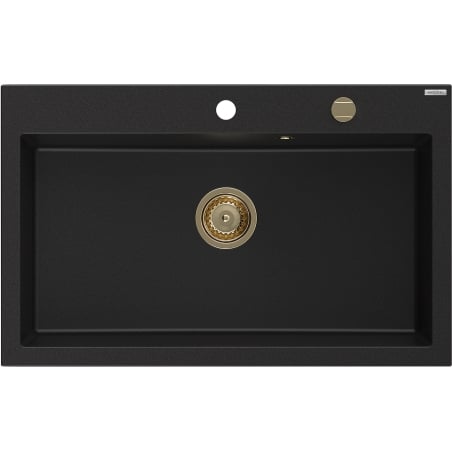 Mexen Elix egymedencés gránit mosogató 800 x 500 mm, fekete, arany szifon - 6527801005-77-G