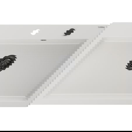Mexen Elix chiuvetă de granit cu o singură cuvă 800 x 500 mm, albă, sifon negru - 6527801005-20-B