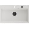 Mexen Elix egymedencés gránit mosogató 800 x 500 mm, fehér, fekete szifon - 6527801005-20-B