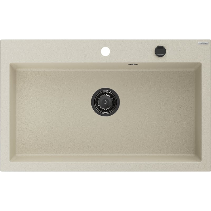 Mexen Elix 1 rekeszes gránit mosogató 800 x 500 mm, bézs, fekete szifon - 6527801005-69-B