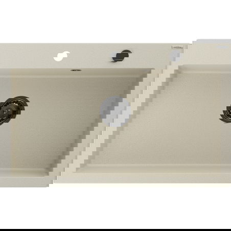 Mexen Elix chiuvetă de bucătărie din granit cu 1 compartiment 800 x 500 mm, bej, sifon negru - 6527801005-69-B