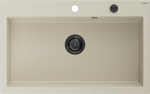 Mexen Elix chiuvetă de bucătărie din granit cu 1 compartiment 800 x 500 mm, bej, sifon negru - 6527801005-69-B