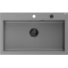 Mexen Elix gránit mosogató 1-medencés 800 x 500 mm, szürke, fekete szifon - 6527801005-71-B