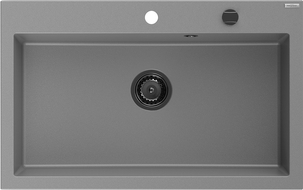 Mexen Elix chiuvetă de granit 1-cameră 800 x 500 mm, gri, sifon negru - 6527801005-71-B