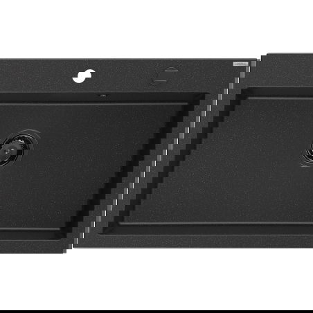 Mexen Elix gránit mosogató 1-medencés 800 x 500 mm, fekete/ezüst metál, fekete szifon - 6527801005-73-B