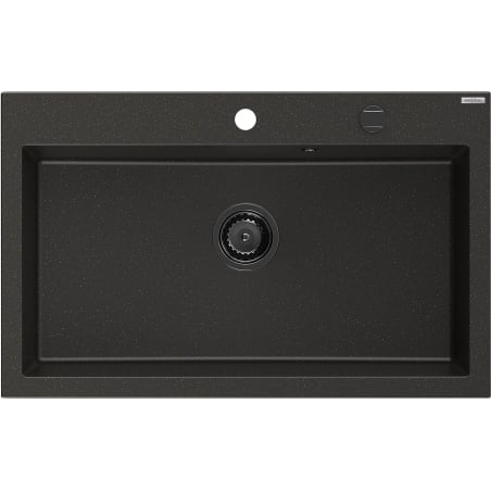 Mexen Elix egytálcás gránit mosogató 800 x 500 mm, fekete/arany metál, fekete szifon - 6527801005-75-B