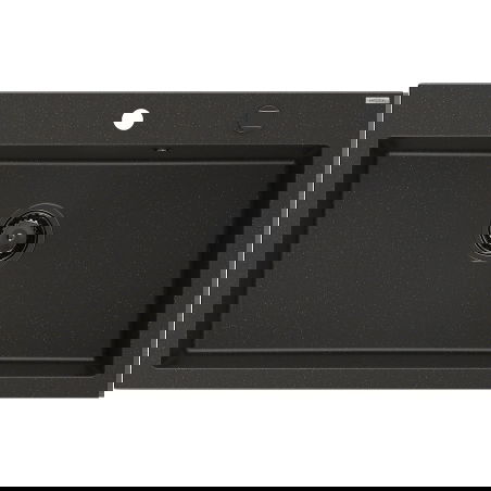 Mexen Elix gránit mosogató 1 medencés 800 x 500 mm, fekete/arany metál, fekete szifon - 6527801005-75-B